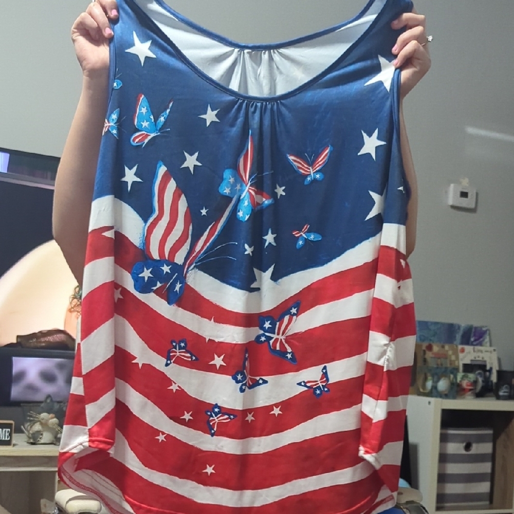 Patriotic Butterfly Print Women's Top